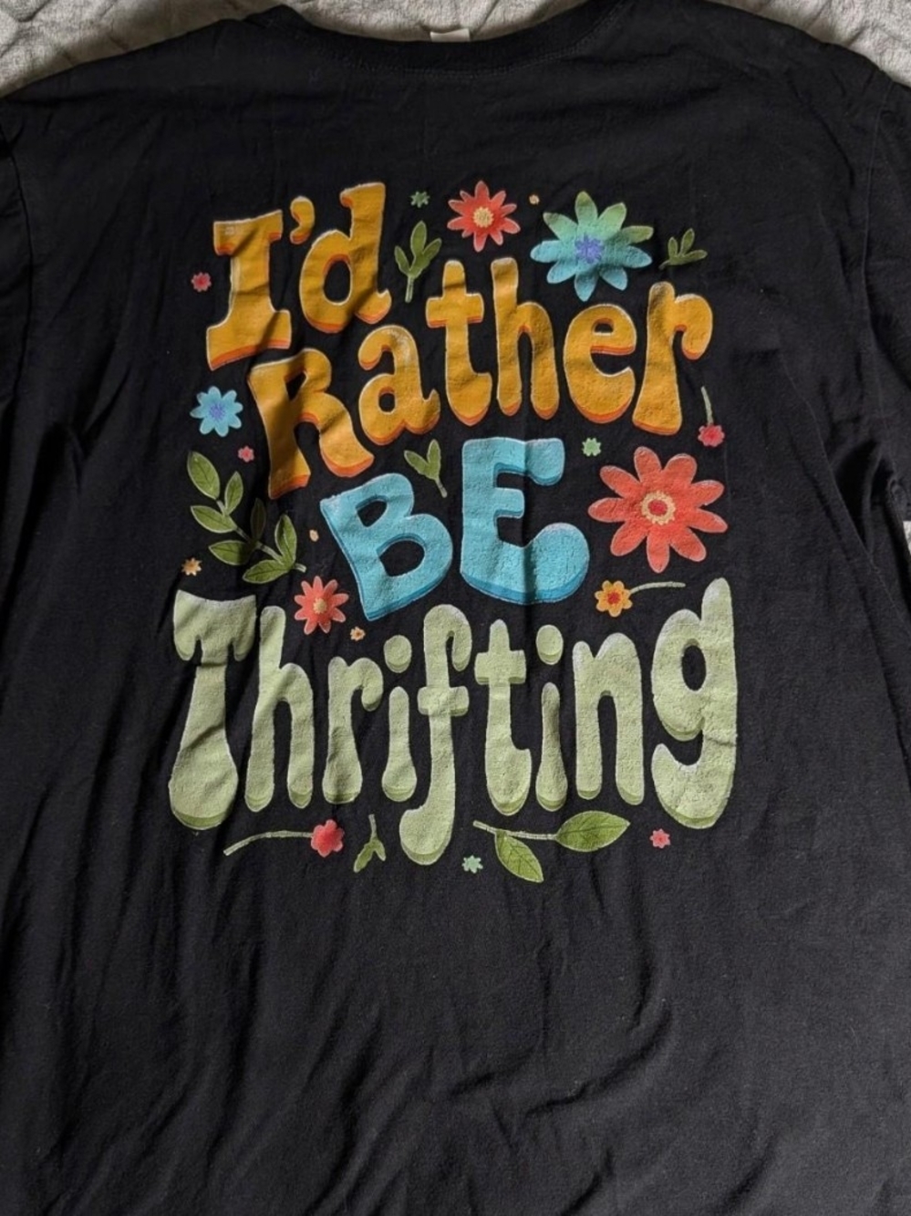 Black Graphic Tee - "I'd Rather Be Thrifting"